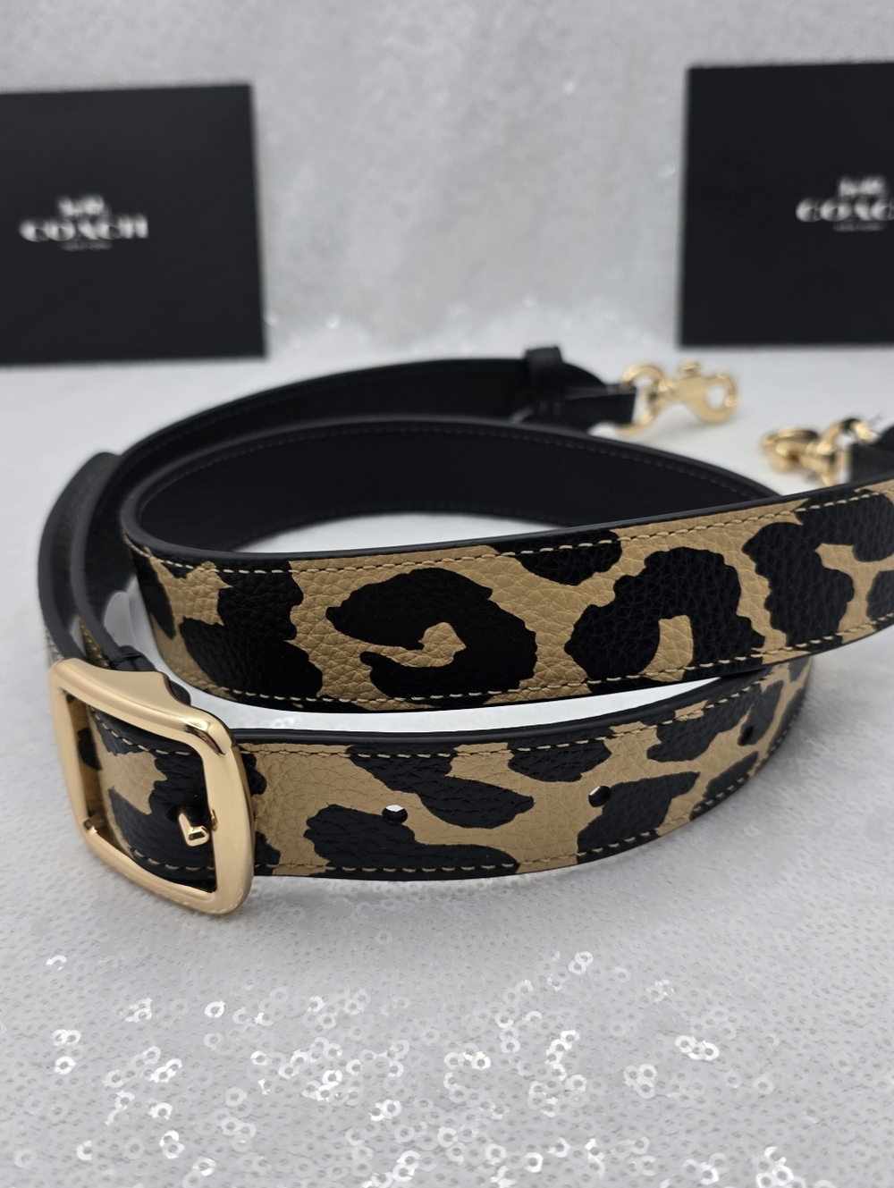 Coach Leather Leopard Print Replacement Reversible Adjustable Bag Strap - Picture 2 of 16